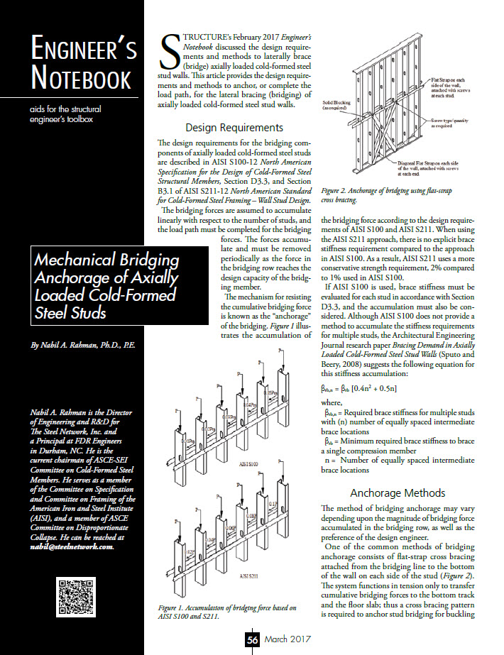 Mechanical Bridging Anchorage of Axially Loaded Cold-Formed Steel Studs